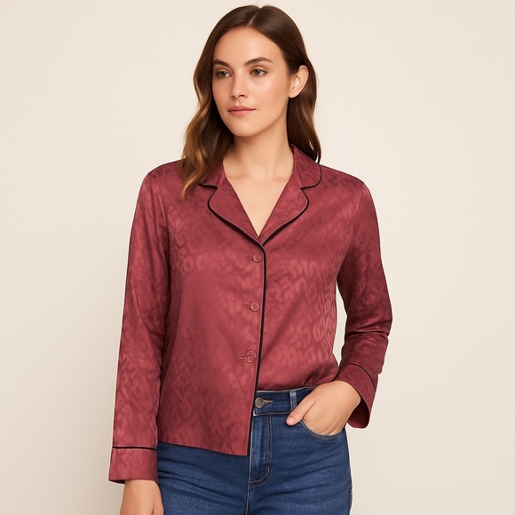 NWT BCBGMAXAZRIA Deco Rose Leopard Satin Top S - Picture 1 of 13